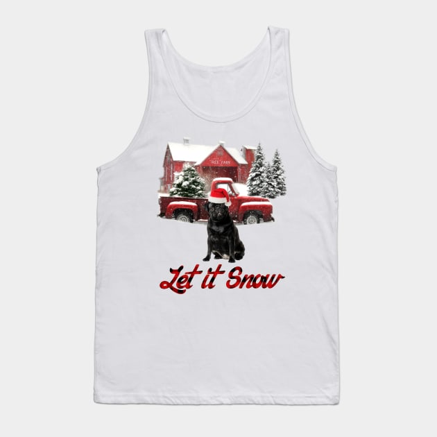 Black Pug Let It Snow Tree Farm Red Truck Christmas Tank Top by TATTOO project